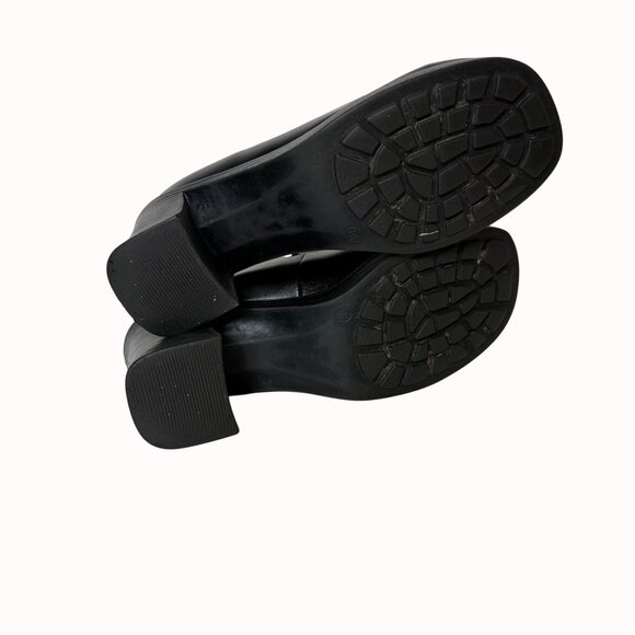 Route 66 Black Chunky Heel Loafers Vintage Y2k Platform Shoe Size 8.5 Slip On - Picture 7 of 16
